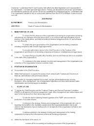 With millions of people searching for jobs on indeed each month, a great job description can help you attract the most qualified candidates to your open position. Head Of Finance Administration Written Nov 2002 Job Description Charitable Organization Audit