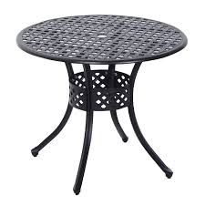 Outsunny 33 Inch Solid Aluminium Metal Backyard Furniture Circular Dining Table Black Outdoor Dining Sets Aosom Outdoor Dining Table Dining Table Black Circular Dining Table