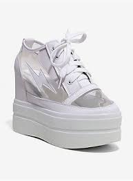Black And White Platform Sneakers N Y L A Lightning Bolt Clear Platform Sneakers Platform Sneakers Funky Shoes Sneakers