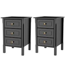 2 Set Of 3 Drawer Tall Nightstand End Table Bedside Table With Gold Handle Bedroom Furniture Walmart Com Tall Nightstands Bedroom Furniture Home Office Furniture
