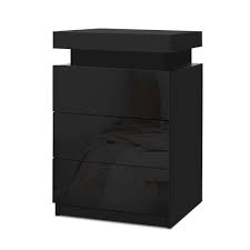 Black nightstands & bedside tables : Artiss Bedside Tables Side Table 3 Drawers Rgb Led High Gloss Nightstand Black Best Buy Deals