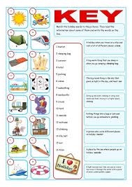 Vacation Matching Exercise Vacation English Worksheets For Kids English Activities