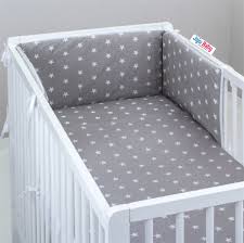 Jaju Baby Gri Zemin Beyaz Yildiz Besik Kenar Koruma Ozel Olcu