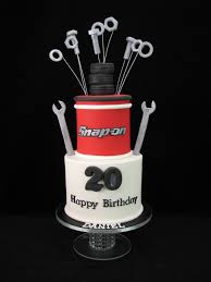 Snap On Tools Cake Chocolate Cake With Milk Chocolate Ganache And Covered In Red And White Fondant Spanners Nuts Bol Tool Cake Cake Mechanics Birthday Cake