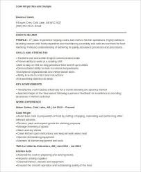 Free 8 Sample Cook Resume Templates In Ms Word Pdf