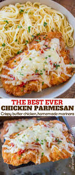 This delicious oven baked chicken parmesan recipe is easy and doesn't require any frying. Easy Chicken Parmesan Dinner Then Dessert
