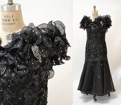 80s Vintage Black Evening Gown Size Large With Sequins Etsy Vintage Evening Gowns Sequin Evening Gowns Black Evening Gown