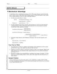 The ma may be calculated from the ratio of the the efficiency of any machine measures the degree to which friction and other factors reduce the actual work output of the machine from its theoretical. Mechanical Advantage Lesson Plans Worksheets Lesson Planet