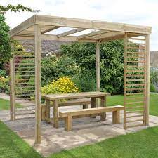 Forest Garden Wooden Dining Pergola With Panels Internet Gardener Pergola Exterior Planos De Pergola Patio Pergola