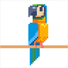 Coloriage Et Illustration D Un Perroquet En Pixel Art Les Perroquets Sont Des Oiseaux Hauts En Couleur Mais Ce Dessin En Pixel Art Ne Com Pixel Art Art Pixel
