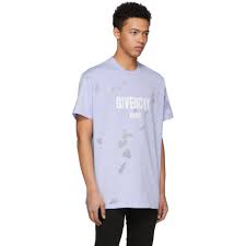 Givenchy Cotton Blue Distressed Colombian T Shirt For Men Lyst