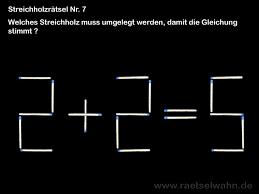 Ein Sehr Einfaches Streichholzratsel In Form Einer Mathematischen Gleichung Welches Streichholz Musst Du Umgele Mathe Spruche Ratsel Mit Losung Streichholzer