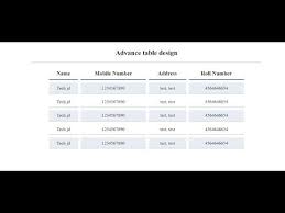 How To Create Advance Html Table Simple Html Table Design Html Css