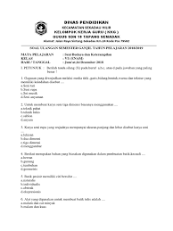 Ulangan sbk kelas 5 semester 2 www mautidakmauharusmau blogspot com office word microsoft office word malay language. Soal Sbk Sd 2018 2019 Kls 6 Sem 1