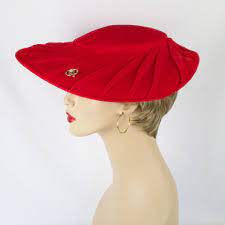 1950s Red Velvet Platter Hat By Dascher Sz 21 1 2 Etsy Elegant Hats Hats Red Hat Ladies