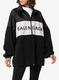 Balenciaga woman uniform oversized embroidered faded denim jacket charcoal size 34. Balenciaga Front Logo Sports Jacket Model Pakaian Gadis Pakaian Gaya Model Pakaian