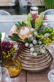 Traditional South African Fynbos With Protea Flower As A Floral Centre Piece Arrangement Protea Flower South African Flowers Floral Centerpieces