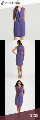 Elie Tahari Channing Dress Belted Purple Ruffle Elie Tahari Channing Dress Belted Dress With A Ruffle Neckline Belted Dress Purple Ruffle Elie Tahari Dresses