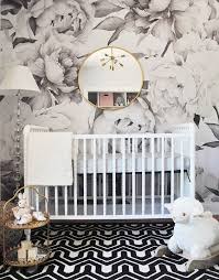 Bedroom Black And White Floral Wallpaper 11 Gorgeous Ways To Use Wallpaper In Your Nursery Alphadorable Custom Nursery Art And Decor Baby Girl Room Girl Room White Nursery