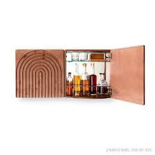 It features a rectangular silhouette with a wood finish for rustic appeal. Karvd Arch Liquor Cabinet Floating Cocktail Bar Wall Etsy