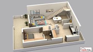 One Bhk 3d Floor Plan By Nakshewala Floor Plan Design House Map House Plans