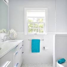 White And Gray Bathroom With Turquoise Accents Bathroom Redecorating Beautiful Bathroom Decor Half Bathroom Decor