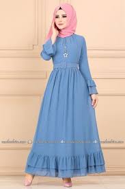 Modaselvim Elbise Firfirli Elbise 2062ab368 Mavi Abaya Tarzi Elbise Kiyafet