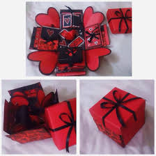 This Is A Explosion Box I Made On Valentines Day I Just Thought The Colour Red And Black Were Perfect For The Exploding Box For Boyfriend Gifts Valentines Diy