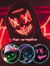 Amazon Com Ananbros Scary Led Halloween Mask Masquerade Cosplay Light Up Face Mask For Men Women Kid Light Up Face Mask Halloween Masks Scary Halloween Masks