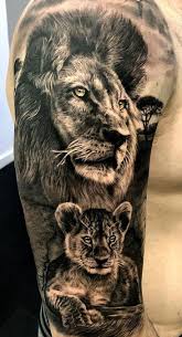 Lion and cub hunting tattoo. Hyper Realistic Lion Tattoo C Seven Tattoo Sleevetattoos Lion Tattoo Sleeves Lion Tattoo Lion Head Tattoos
