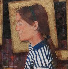 Bonhams : Gary Anderson RSW (British, 1960) Portrait of a Girl 13 x 13 cm.  (5 1/8 x 5 1/8 in.)