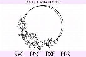 Download Peony Wreath Geometric Circle Frame Wedding Svg Cut File 522476 Svgs Design Bundles