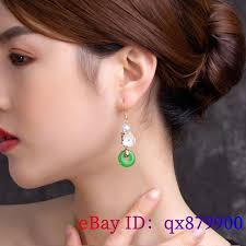Jade Donut Earrings Natural 925 Silver Jewelry Women Chalcedony Talismans