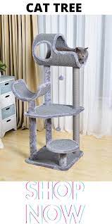 Cat Tree Scratching Post Activity Center Wooden Carpet 40 50 Inch Video Cat Tree Diy Cat Tree Cat Tree Designs