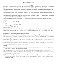 Nuclear reactions [note to teachers and . Nuclear Reaction Worksheet Answers Promotiontablecovers