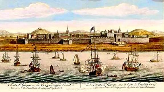 View of Fort Saint George at Madras, 1754: A Captivating Glimpse into the Past This stunning etching, entitled "View of Fort Saint George at Madras, 1754," offers a captivating glimpse into the