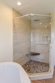 12x24 brick set with 1x1 glass tile accent band #glasstile #ceramictec. Found On Bing From Www Pinterest Com Corner Shower Shower Remodel Corner Shower Tile