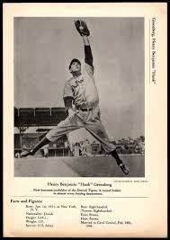 1946-49 W603 Sports Exchange All-Star Picture File Baseball Hank Greenberg  VG