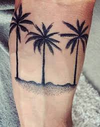 Black Palm Tree Trio Tattoo On Ankles For Men Tattoos For Guys Palm Tree Tattoo Tree Tattoo Men