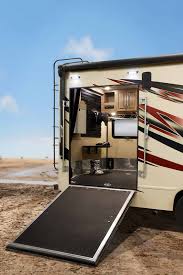 Kitchen island electric bed/dinette king bed slide double entry bath two lounge chairs usb chargers get ready for endless trail rides with this fifth. The Smallest And Best Class C Toy Hauler Rv Drivin Vibin