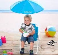 Kid's Blue Beach Chair & Personalized Umbrella Set by Stephen Joseph