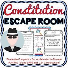 U S Constitution Escape Room Government No Props 4th Grade Social Studies Social Studies Social Studies Classroom