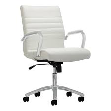 Realspace Modern Comfort Winsley Bonded Leather Mid Back Manager S Chair White Silver Officesupply Com