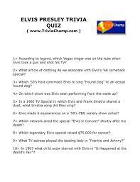 10 trivia questions, rated average. Elvis Presley Trivia Quiz Trivia Champ