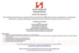 Cv sample (hotel & hospitality). Swiss Belhotel International General Manager Loker Lowongan Kerja Hotel