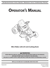 Free shipping on parts orders over $45. Mtd Mini Rider Operator S Manual Pdf Download Manualslib