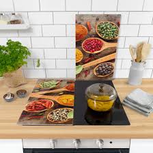 Herdabdeckplatte Glas Gewurze Auf Holzloffel 52x60cm Herd Kuchen Ideen Fliesenaufkleber