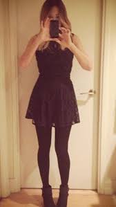 Lace Dress Tights And Boots Winter Look Fashion Style Dress To Impress