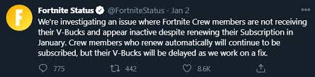 Subsequent fortnite crew packs will be revealed each month before the billing date, so you can decide if you want to keep your subscription or let it lapse. Fortnite Crew Subscription Issues Missing V Bucks Renewal Error And More