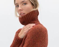 Vintage 80s Blue Turtleneck Top, Jane Colby, Soft Cotton Poly Blend Knit,  Long Sleeve, Casual, Dark Academic, Grunge, Minimalist, Preppy